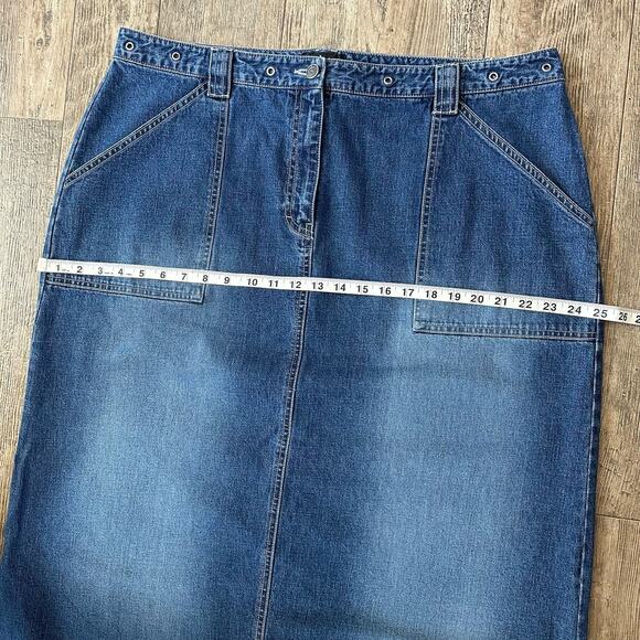 Style & Co Woman Size 18W Blue Jean Denim Skirt Long Modest Side Slits 38x33.5 - Picture 4 of 8